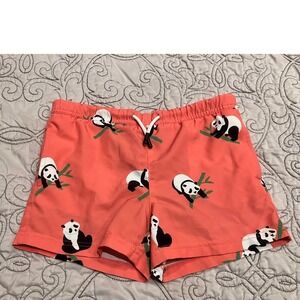 Maamgic Kids Panda Print Swim Trunks Coral Pink Size 4T Quick Dry Mesh Lined